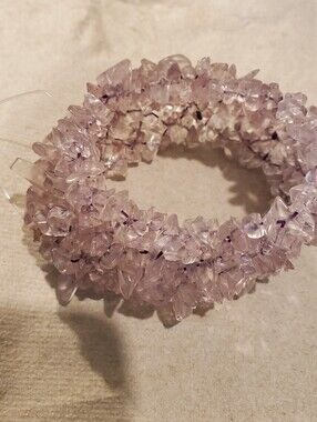 Chip Stretch Bracelet - Lavender Pink Crystal Beads